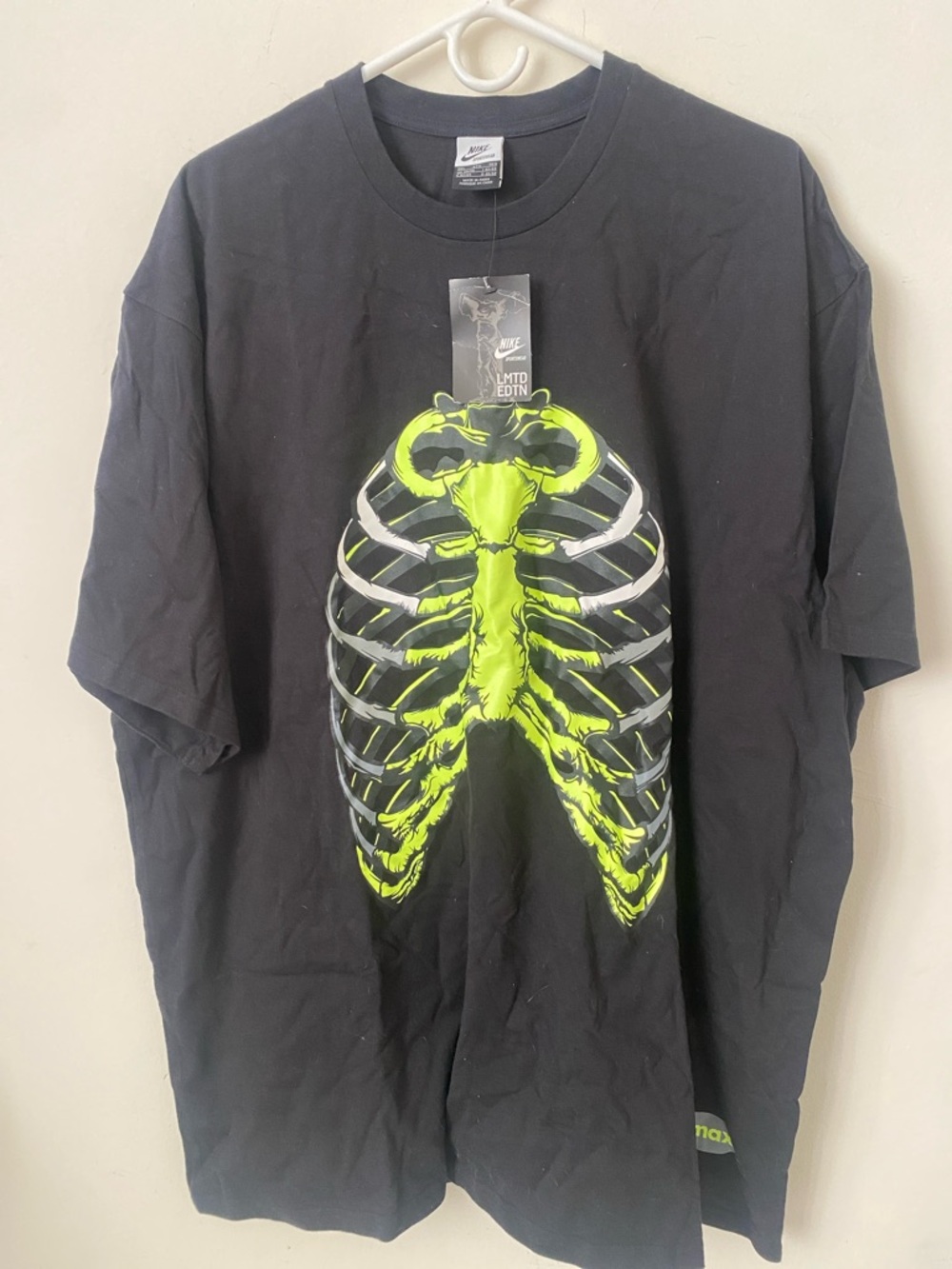 Nike Black T-Shirt with Neon Green Ribcage Graphic